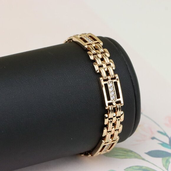 "Elegant Rose Gold Plated Bracelet with Sparkling Crystal Accents, XPBL0912 - Picture 10 of 12